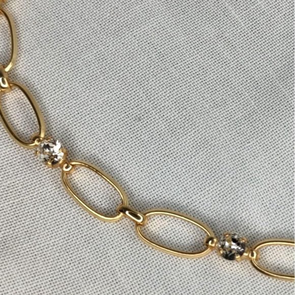 SORRELLI Necklace Gold Plated Chain Link Crystal Paige Tennis Gold Plated - Picture 5 of 8